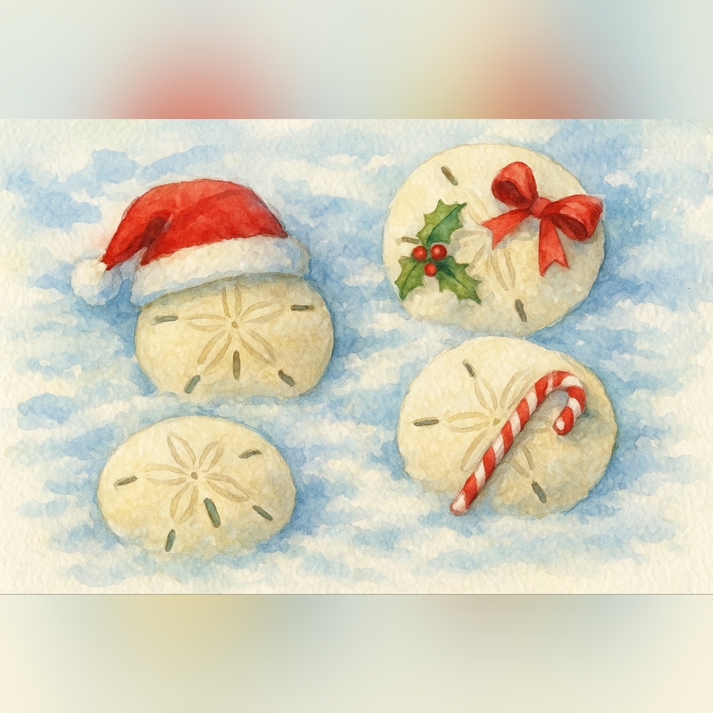 Festive Holiday Sand Dollar Art Print